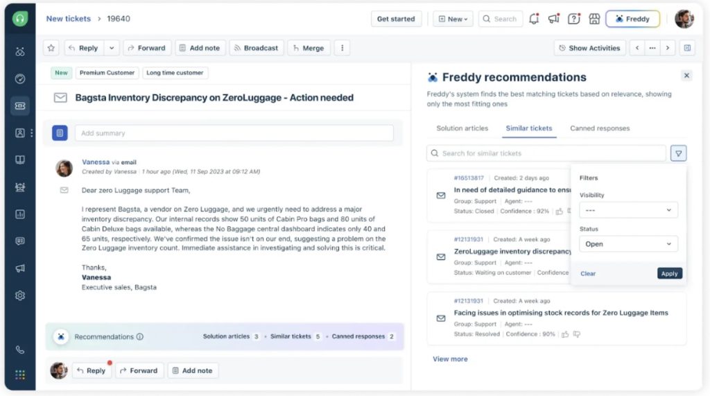 Freshdesk UI